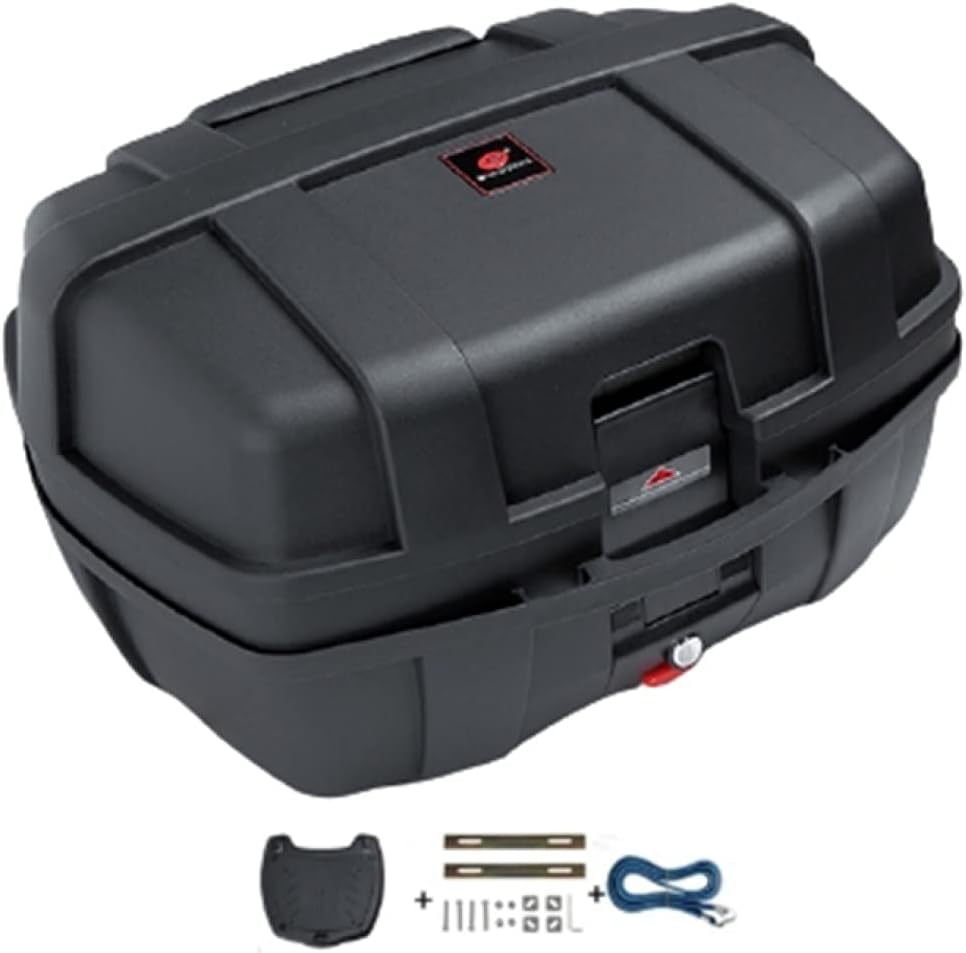 バイクリアボック 48L 大容量 2個フルフェイス収納可能 トップケース 着脱可能式 ライト反射 防振 防塵..