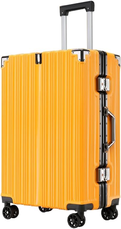 スーツケース キャリーケース 65L キャリーバッグ TSAロック搭載 アルミフレーム 超軽量 大型 耐衝撃 静音 ダブルキャスター 360度回転 旅行 ビジネス 出張 イエロー Lサイズ（6-8泊）