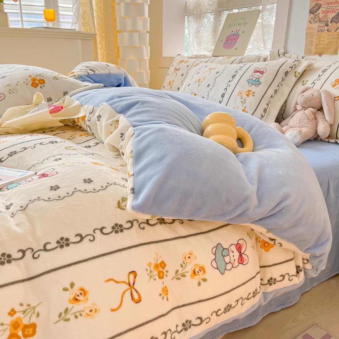 布団カバー シングル 冬用 あったか 掛け布団カバー 可愛い 花柄 ふわふわ フランネル 敷き布団カバー ..