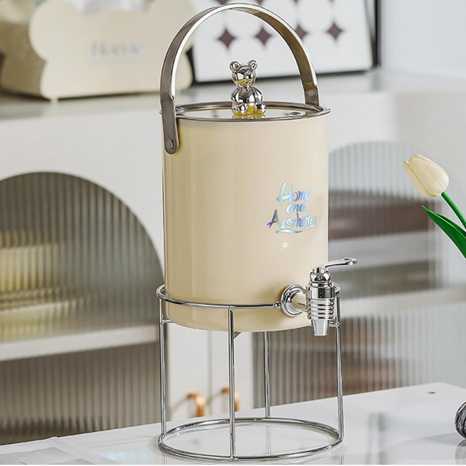 ドリンクピッチャー アクリル ウォーターピッチャー クマ 冷水筒 冷蔵庫 ポット 蛇口付き 3.5L 大容量 ..