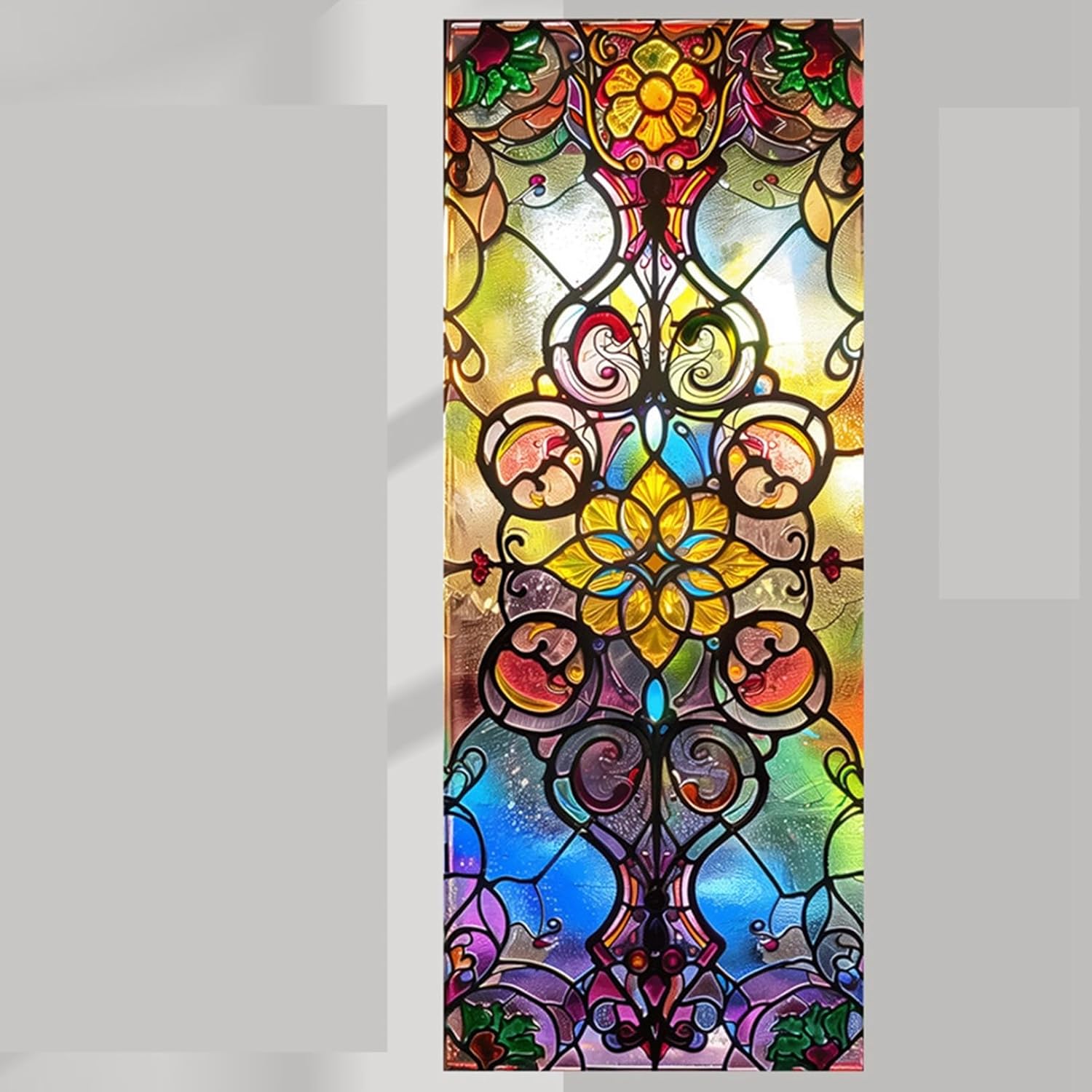 ステンドグラスシール 自粘型 裏面粘着 目隠し 窓用 窓ガラスフィルム 教会 洋風 遮光シート断熱 紫外..