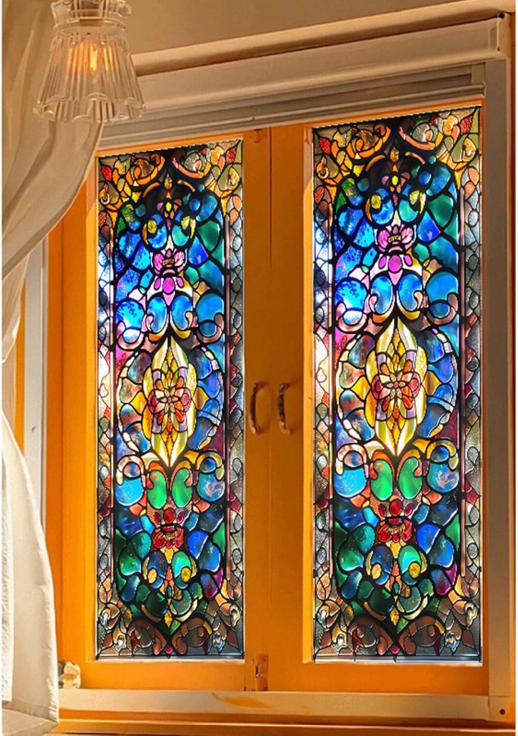 ステンドグラスシール 自粘型 裏面粘着 目隠し 窓用 窓ガラスフィルム 教会 洋風 遮光シート断熱 紫外線カット 窓ガラス 目隠しシート 断熱シート 結露防止シート 窓用フィルム 喫茶店 インテリア