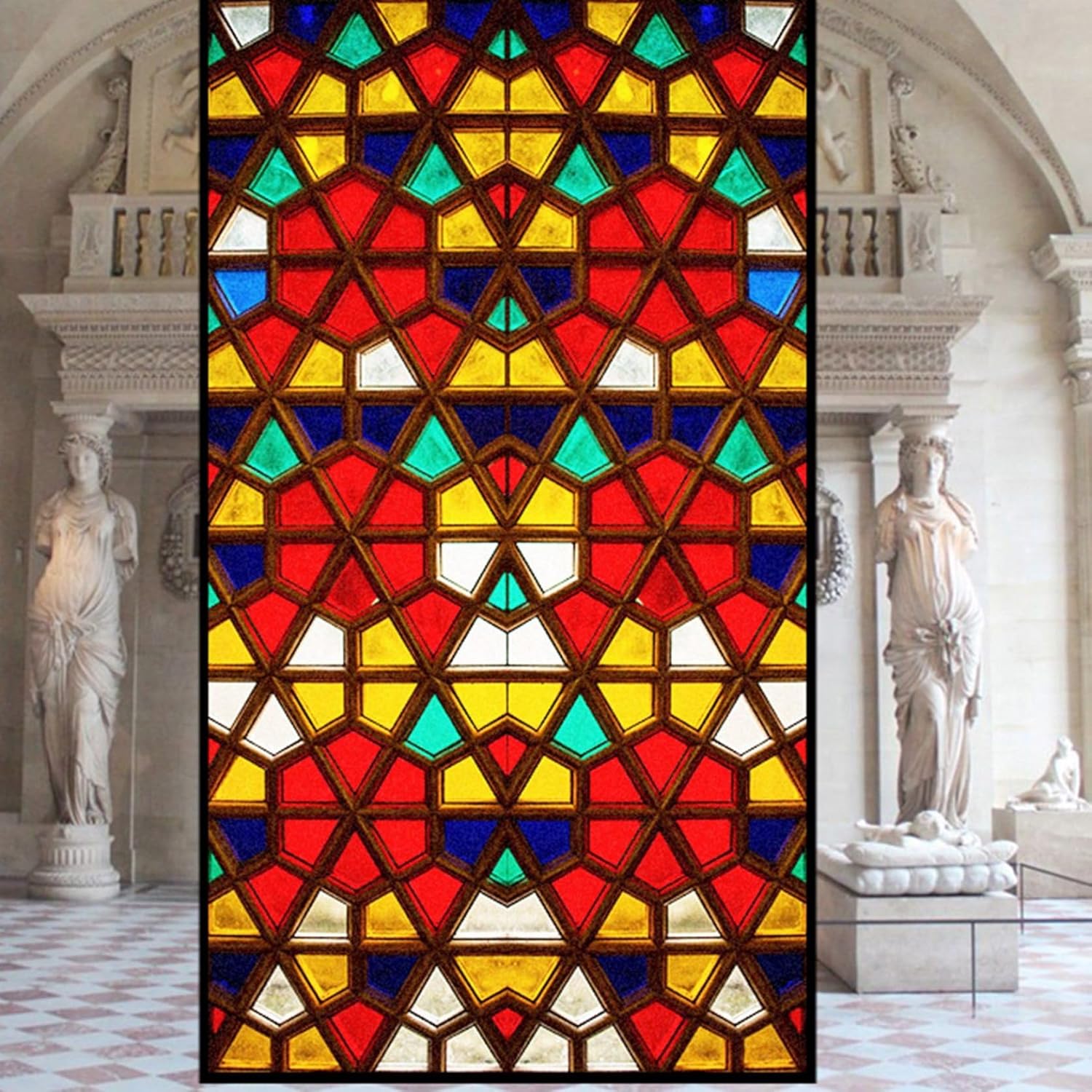 外から見えないシートステンドグラス...