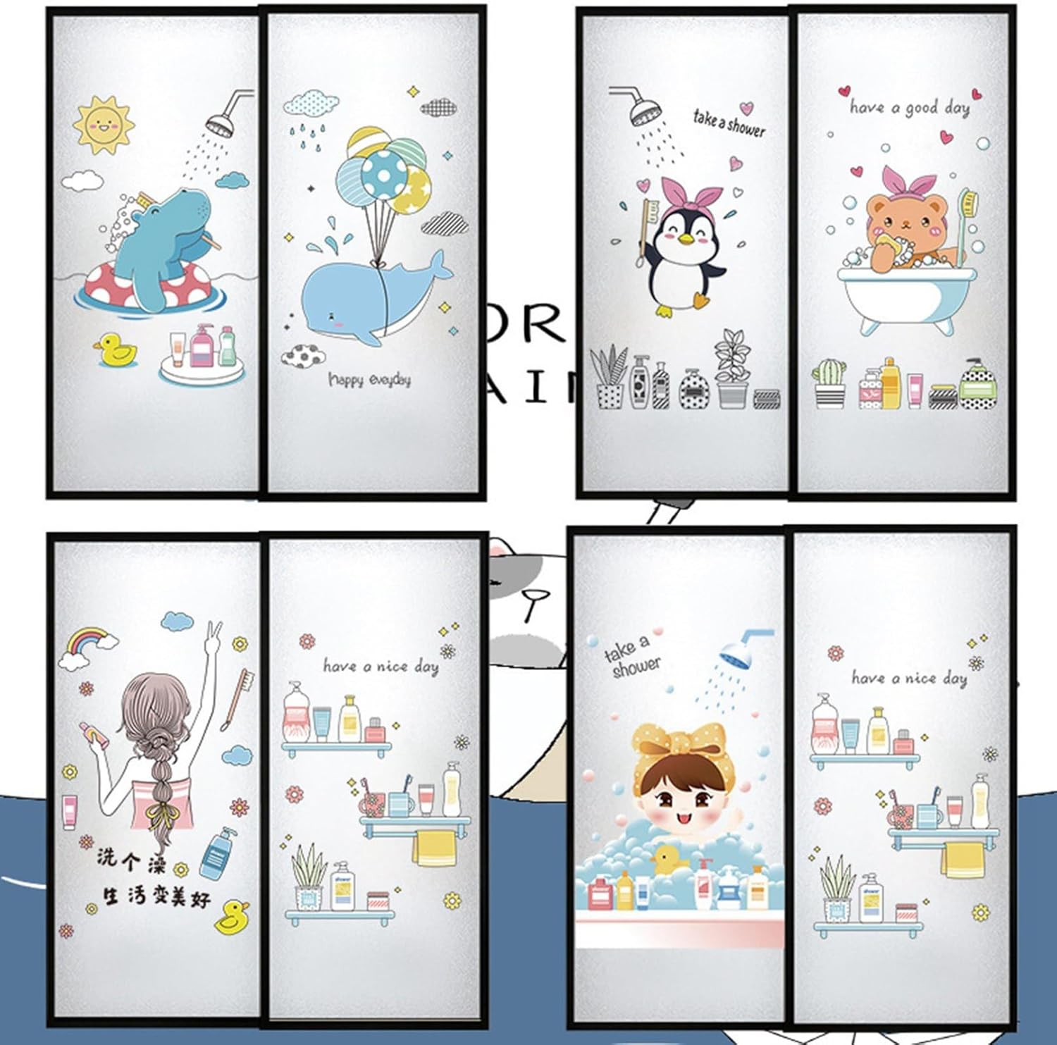 窓用目隠しフィルムシート 象 猫 動物シリーズ ガラスシート 断熱シート フィルム ガラス 見えない 剥..