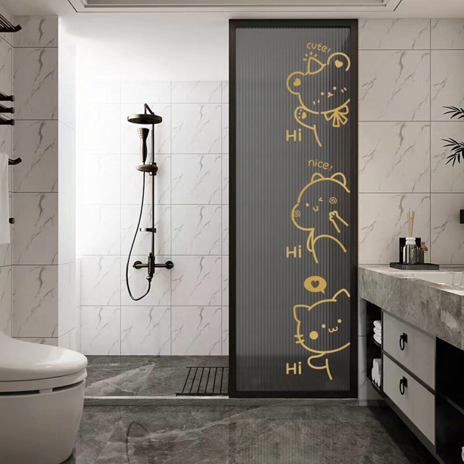 窓目隠し シート 大 ins風 猫 熊 可愛い 断熱フィルム ステッカー 窓用 ガラスシート 見えない 剥がせ..