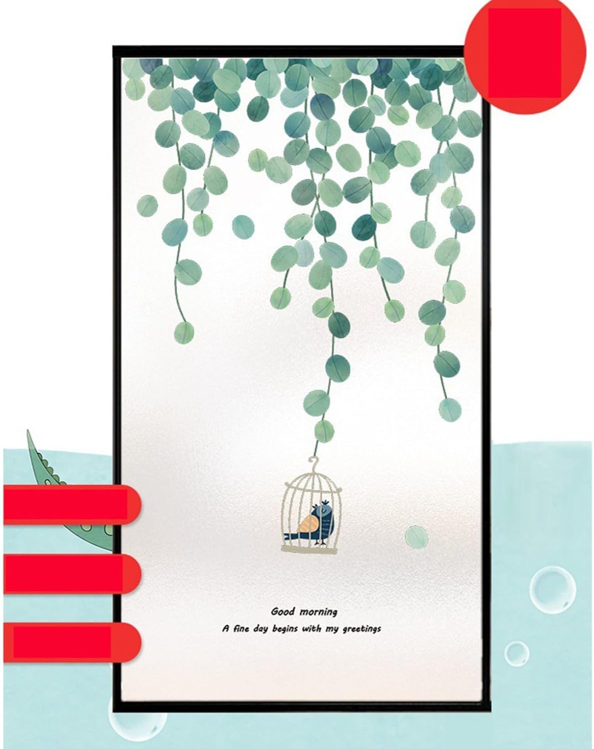 窓目隠し 30x75cm 植物柄 景色 葉っぱ 藤 窓用 ガラスシート 断熱フィルム 外から見えない 静電貼り ガ..