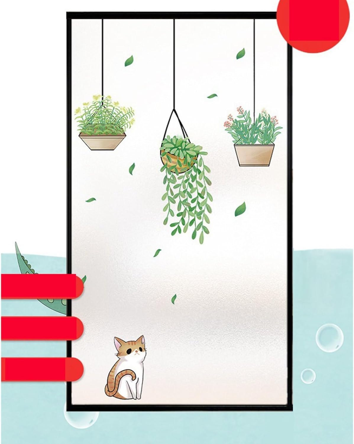 窓目隠し 40x120cm 植物柄 景色 葉っぱ 藤 窓用 ガラスシート 断熱フィルム 外から見えない 静電貼り ..