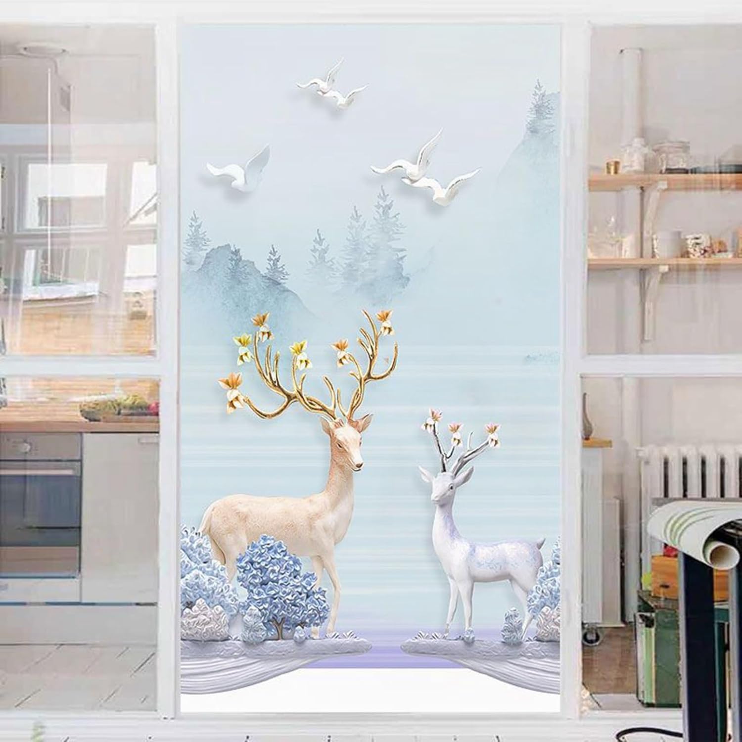 窓用目隠しシート 30cm*120cm 植物柄 風景 葉っぱ 藤静電貼り 断熱フィルム 窓用 ガラスシート 外から見えない ガラス 貼ってはがせる 水で貼るだけ 目隠しシート すりガラス対応 インテリ