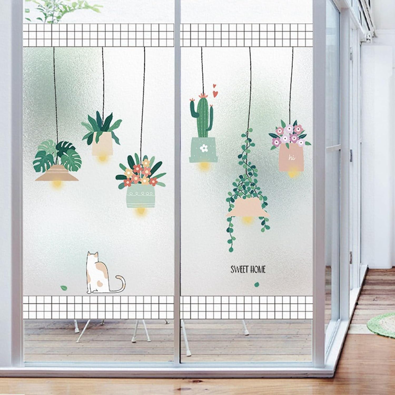 窓目隠し 30x90cm 植物柄 景色 葉っぱ 藤 窓用 ガラスシート 断熱フィルム 外から見えない 静電貼り ガラス はがせる 水で貼れる めかくしシート 暑さ対策 遮光 すりガラス対応 おしゃれ