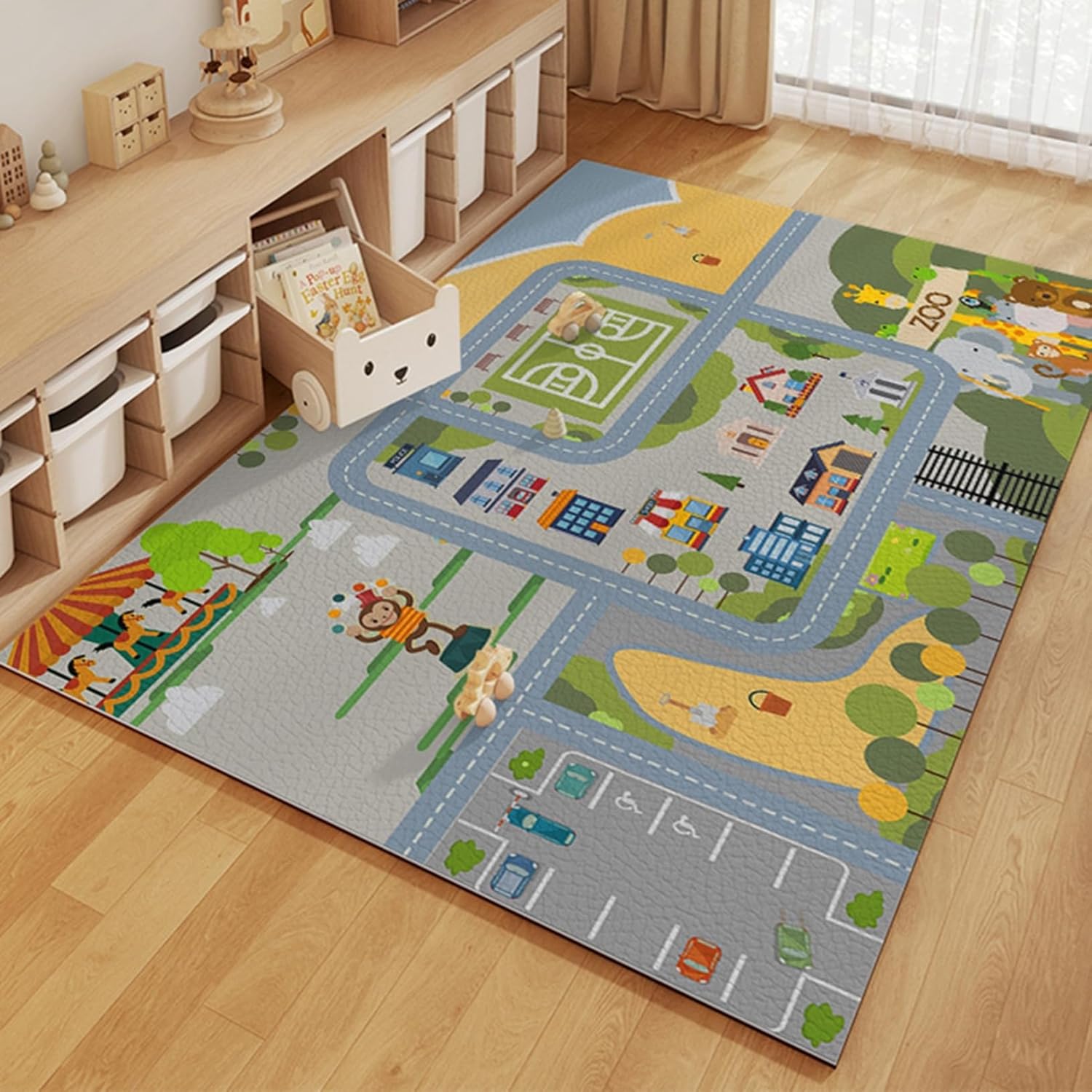 キッズマット ラグ 子供 カーペット プレイマット PU革 PVC 防水 防汚 拭ける 道路 ロードマップ 地図マップ 知育玩具 子供部屋 ベビー 知育 フロア 滑り止め 女の子 男の子 誕生日 プレ