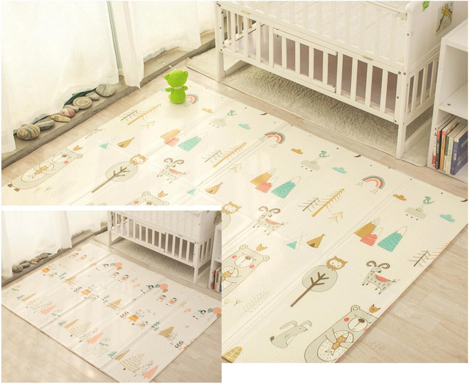 ベビープレイマット ベビーマット 防音 プレイマット 防水 安全素材 滑り止めマット 防寒 折りたたみマット 衝撃吸収 ケガ防止 赤ちゃん プレイマット 折りたためるープレイマット 180*200*1