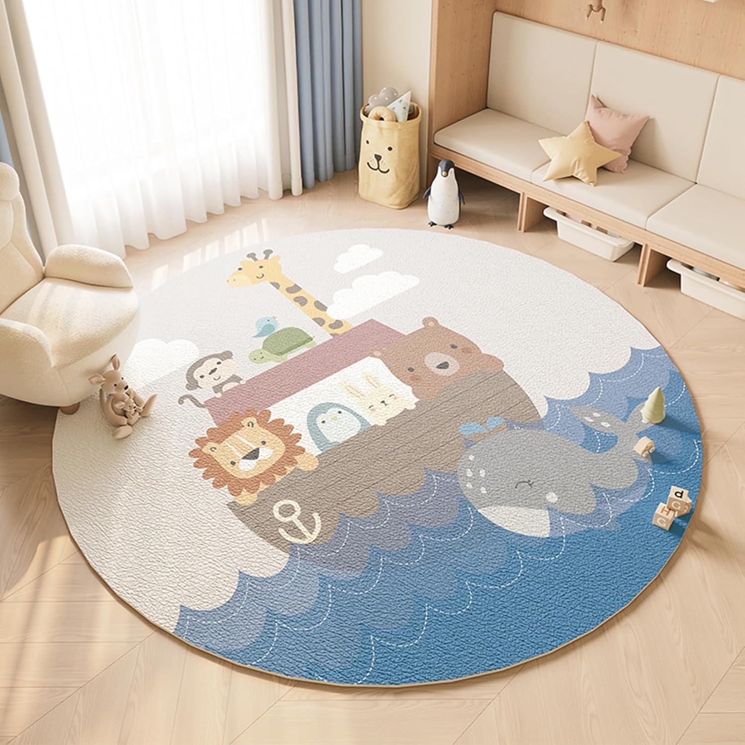 ラグマット PUレザー PVC 拭ける 汚れ防止 カーペット 丸型 プレイマット 子供部屋 厚い 消臭 床暖房 床保護 安心素材 冷房対策 可愛い柄 滑り止め 居間室 幼稚園 保育園 リビングルーム