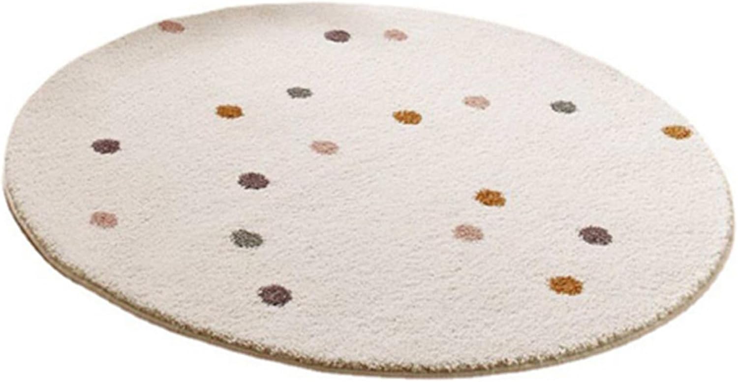 チェアマット 水玉柄 ドット 子供部屋 ゲーミングチェアマット 短めの毛足 絨毯 デスクカーペット オールシーズン プレイマット 円形 お手入れ簡単 すべりどめ付き 防音 INS風 かわいい ホーム