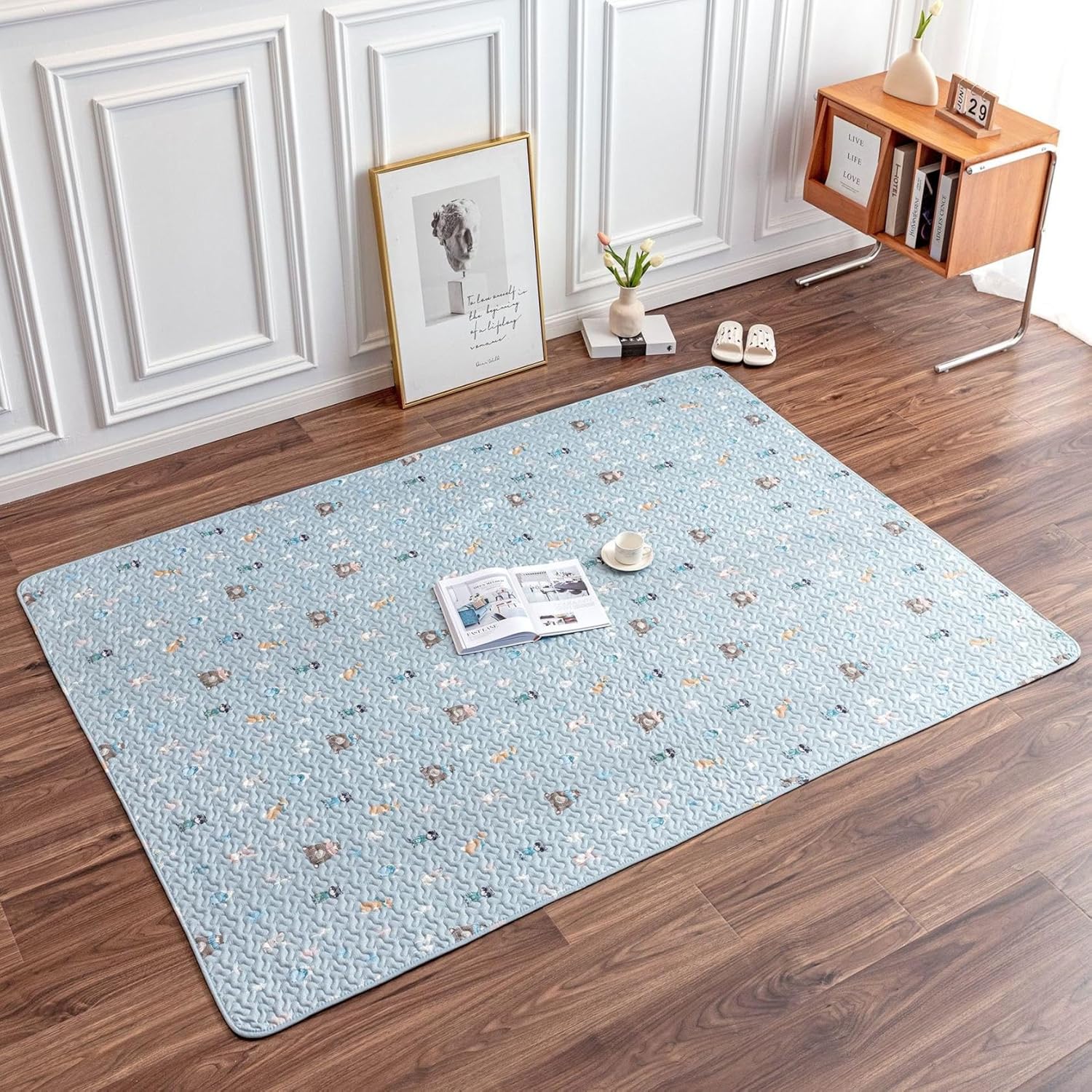 子供用 カーペット プレイマット 綿 畳 ピクニックマット おもちゃ 遊びマット ゲーム 洗える 大判 吸水 防音 防臭 防カビ 速乾 滑り止め付き ベット用 床暖房対応 子供部屋 赤ちゃん ベビー