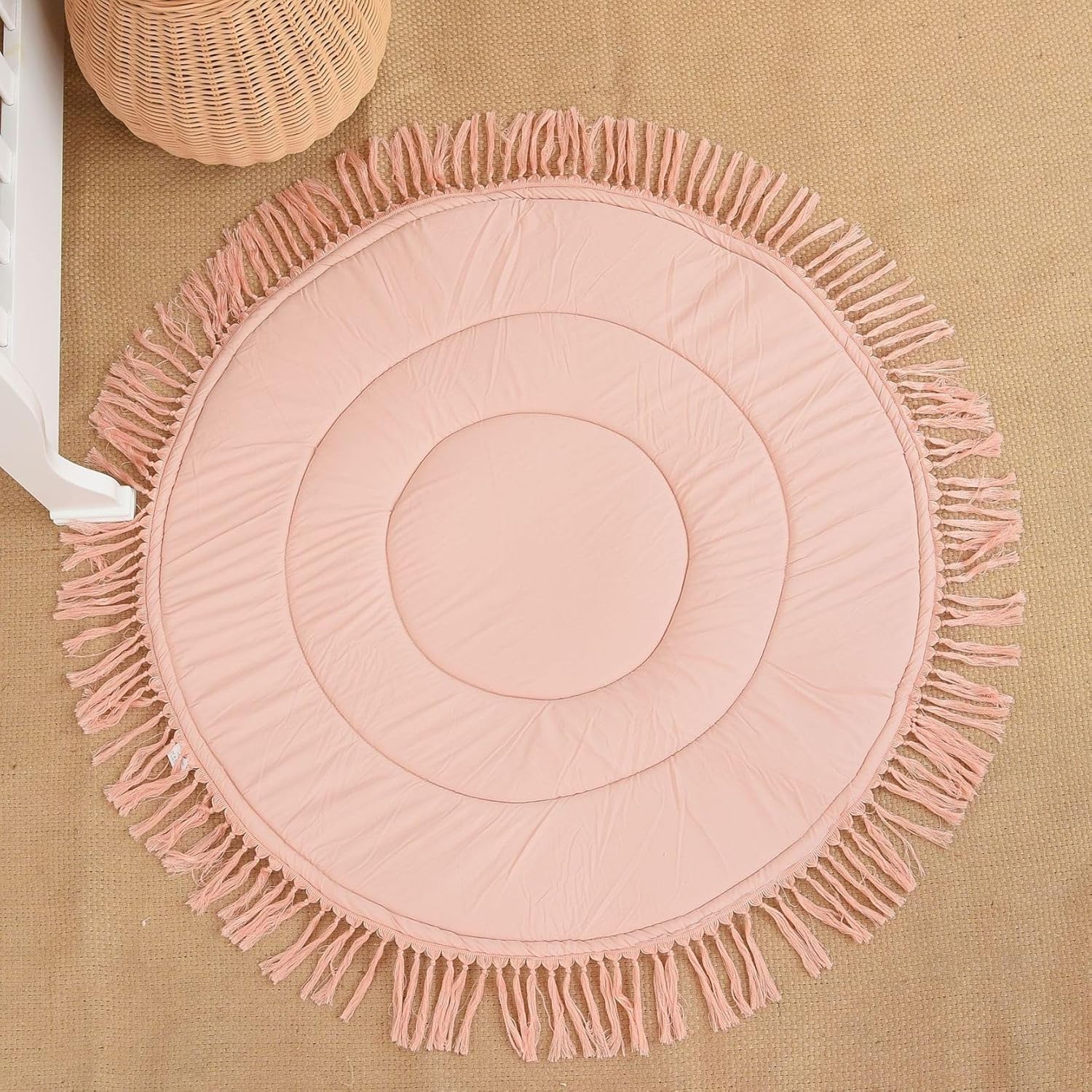 プレイカーペット 円形 子供用 プレイマット 綿 マット チェアマット 滑り止め 床保護マット 安心素材 無味無臭 キッズ 防汚防滑 ズレない 凹み防止 キズ防止 フローリングマット 騒音対策 ライト