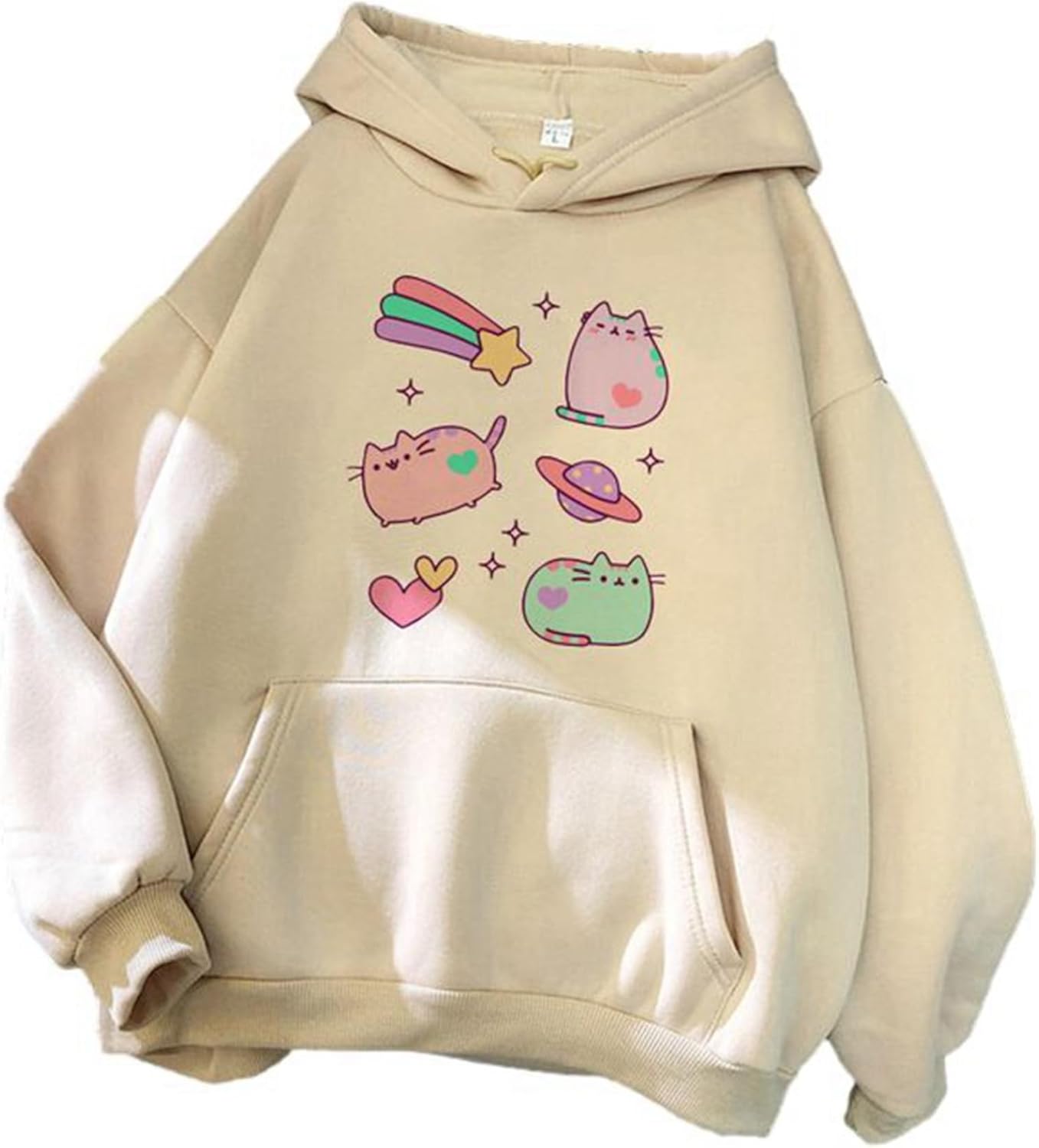 フルオーバー メンズ xs-4xl ねこ プリント 長袖パーカー フード付き 春秋 レディース 上着 かわいい ..