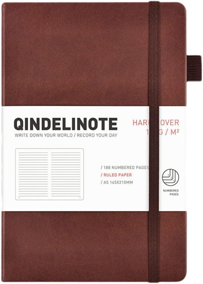 ノート メモ帳 1ブラウン ノートブック ハードカバー 無地 A5 ストラップバンド付き 横罫線入り 手帳 メモ帳 ハードケースのノート 96枚 日記帳 ビジネ...