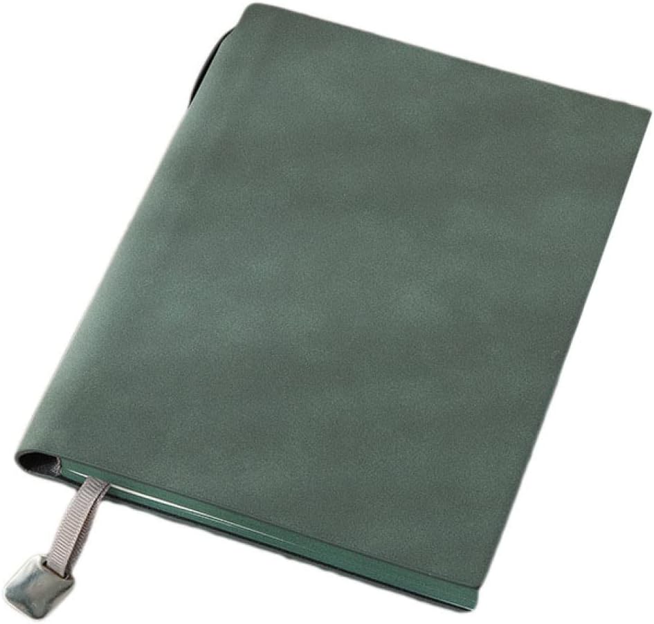 手帳 A5サイズ グリーン A5*2 2冊入り シンプル ドットグリッド 100枚 大人 メモ手帳 ノート手手帳 PUレザー 8mmの罫線幅 罫線入り ビジネス...