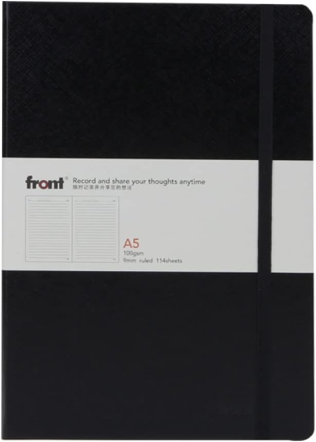 5 手帳 PUレザー ゴムバンド エレガント 2冊入り 横書き 横罫線入り しおりひも ストラップバンド付き 228ページ ビジネス手帳 ハードカバーノートブッ...