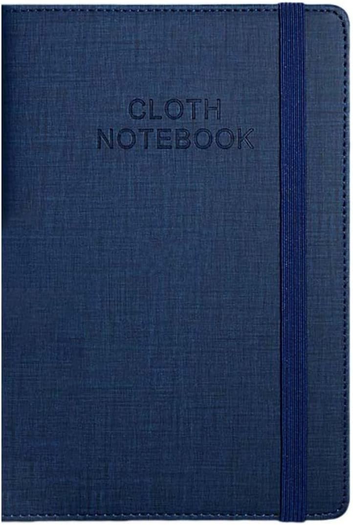 横罫ノート 厚紙 1青 日記 360ページ A5 無地表紙 180枚 ゴムバンド 布表紙 手帳 日記帳 ノートダイアリー 中型ノート 8mmの罫線幅 ノート 文...