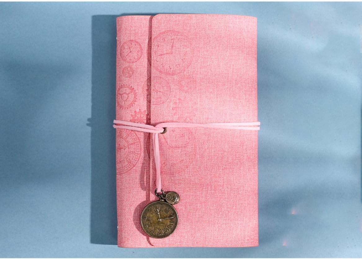 ビンテージレザーノート ヴィンテージフルグレインレザー 手帳 ラベルジャーナル A6 ノートダイアリー シンプルなデザイン 男性と女性のための弾性ストラップと毎...