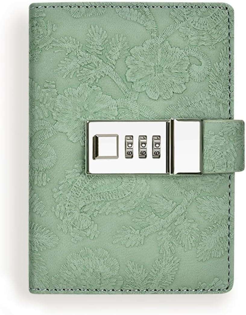 日記帳 鍵付 手帳 メモ帳 ノート ブック ダイアリー 日記 puレザー 合皮 おしゃれ グリーン 鍵付き 日記帳 ノート 1冊 欧米風 日記帳 鍵付き ビジネ...