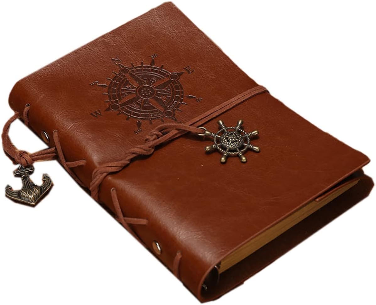 ビンテージレザーノート ヴィンテージフルグレインレザー 手帳 ラベルジャーナル ノートダイアリー 表紙デザイン:無地 男性と女性のための弾性ストラップと毎日のメ...