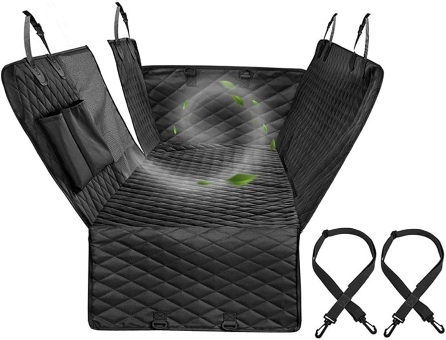 犬用カーシート 後部座席用 大中小型車用 折り畳み式 車用 ペットシート 犬用ブースターシート カバー 飛び出し防止 酔い防止 シートベルト付き ポケット付き 防汚傷 収納便利 大型犬用 全種犬猫用