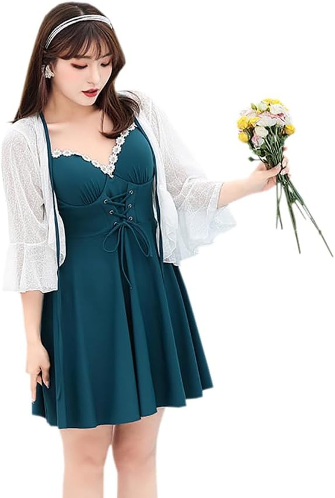 水着 レディース ワンピース体型カバー スイムウェア ゆったり ふわふわ 温泉日焼け止め 水陸両用 バスト盛れる フレア 女性 かわいい スポーツ 海水浴 温泉 水泳