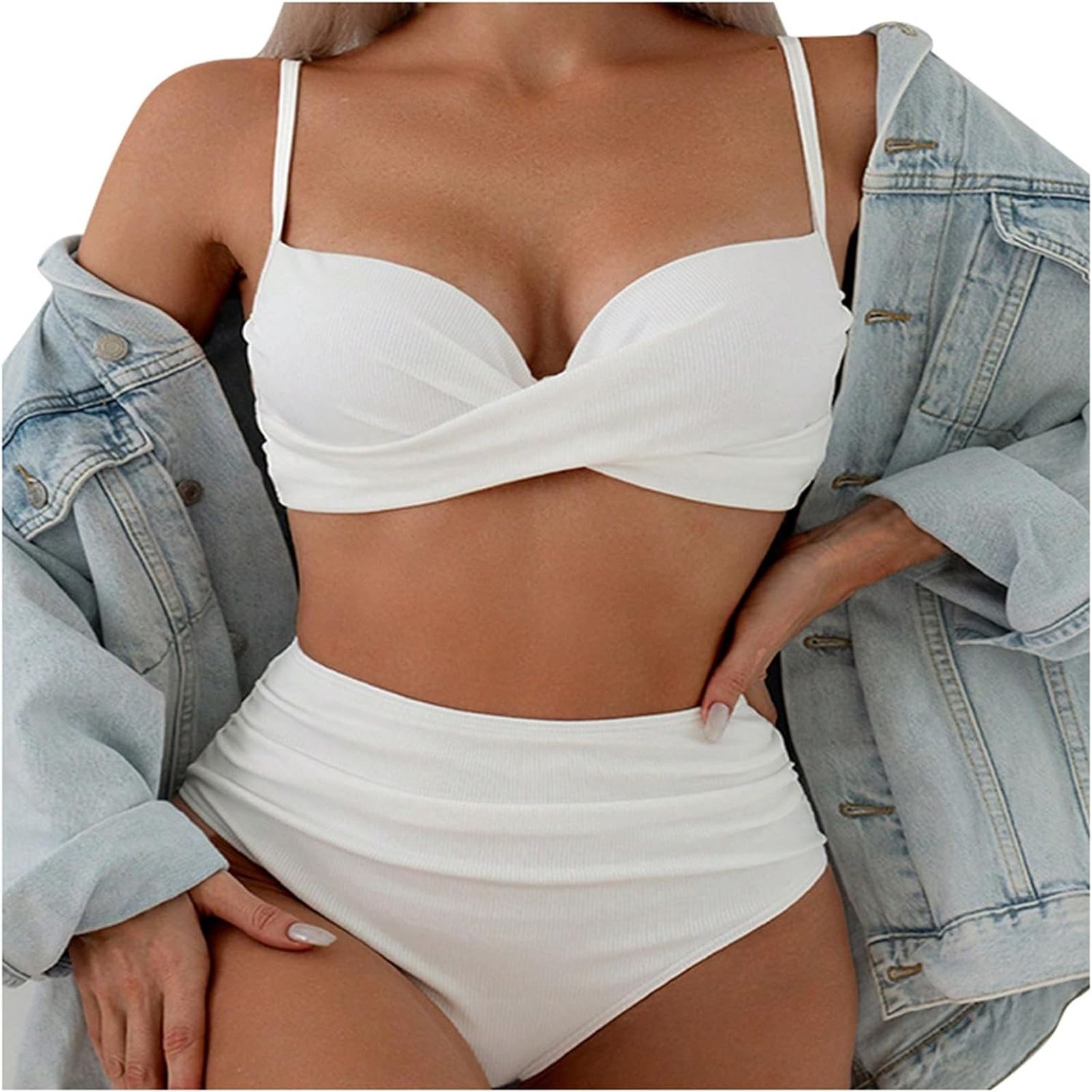 レディース 水着 体型カバー タンキニ ビキニ スイムウェア 水着 ソリッドカラープッシュアップビキニ..