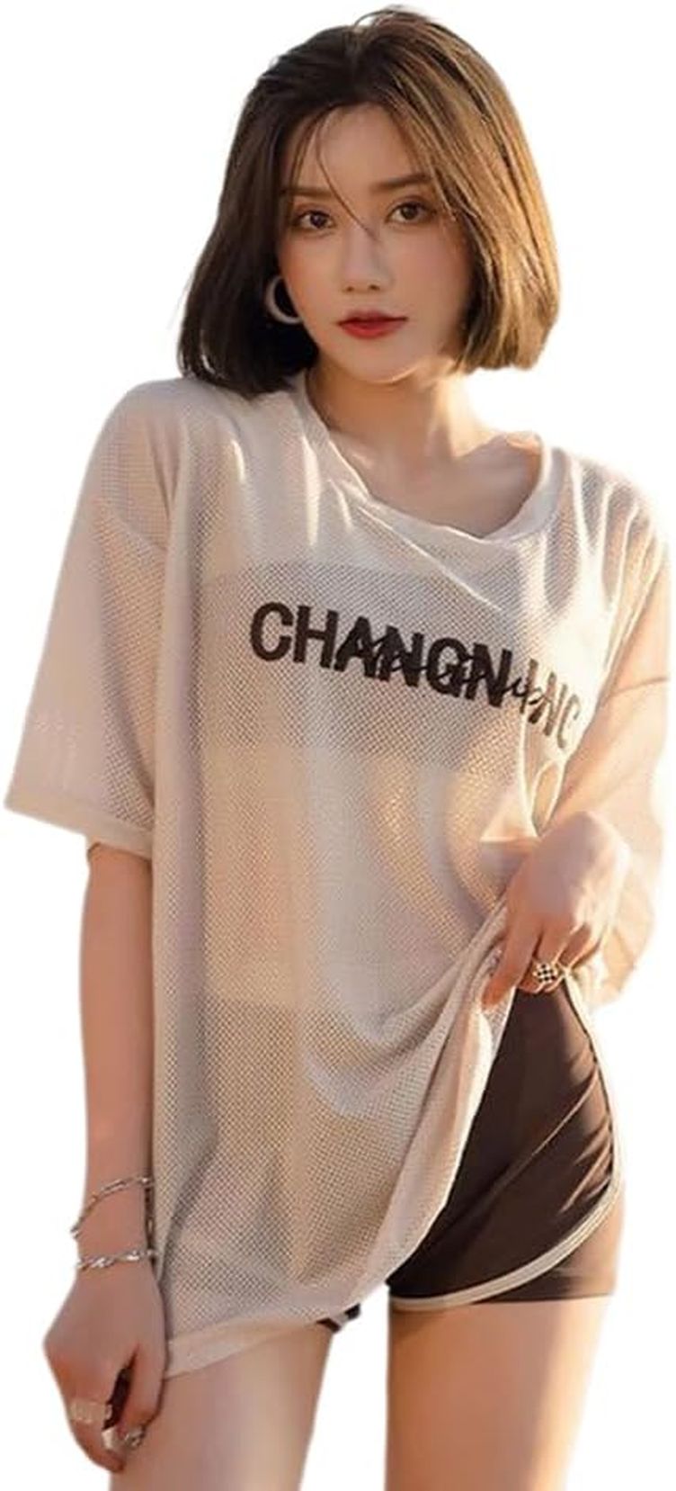 水着 オーバーシャツ スポーツブラ ボクサーパンツ 3点セット レディース スポーツ風 五分袖 通気 パット付き セパレート バイカラー ビーチウエア 速乾 オーバーウェア ソフト肌触り セクシー 体