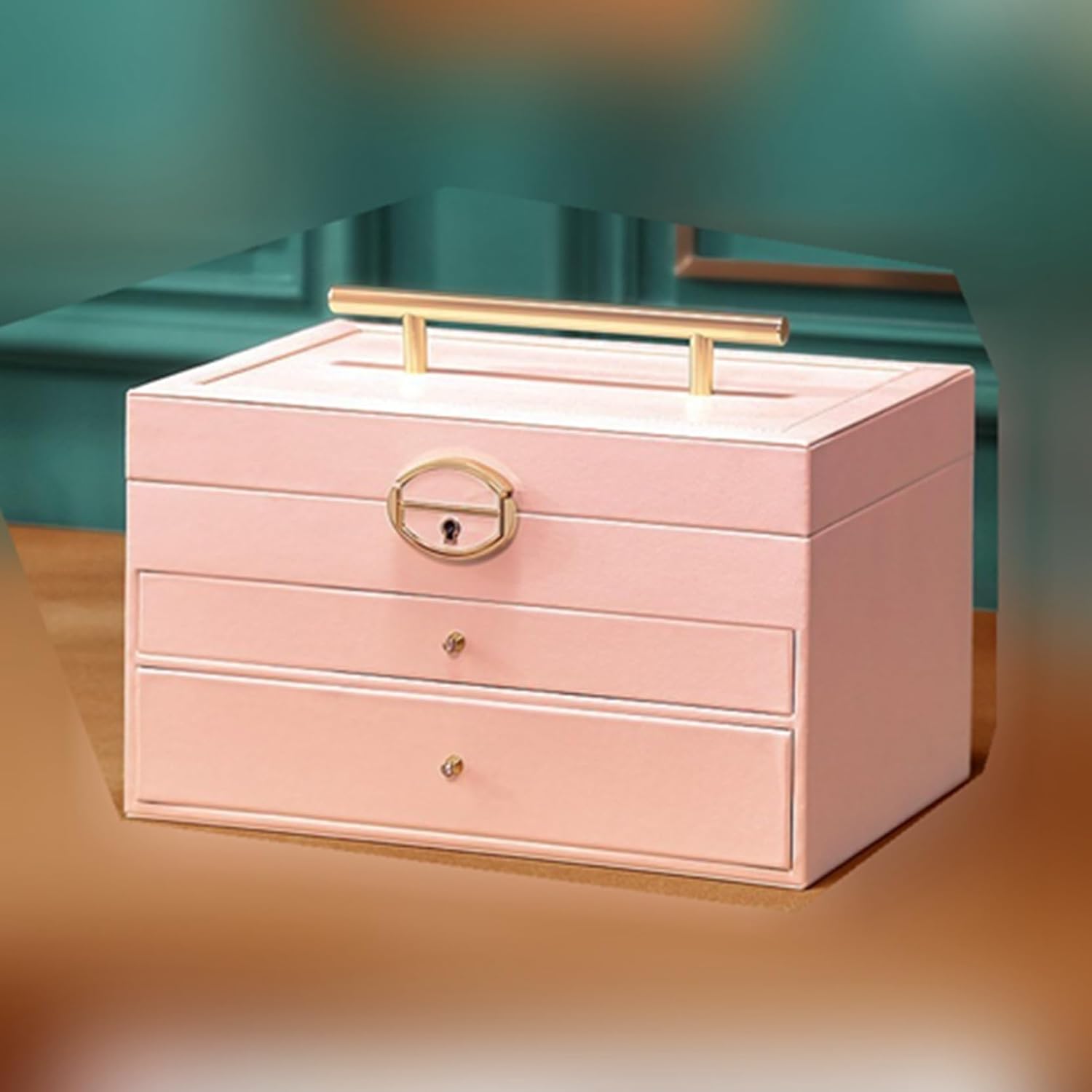 ジュエリーボックス バックル 引き出し式 2層 ミラー付き レディース 鍵付き ジュエリーアクセサリー収..