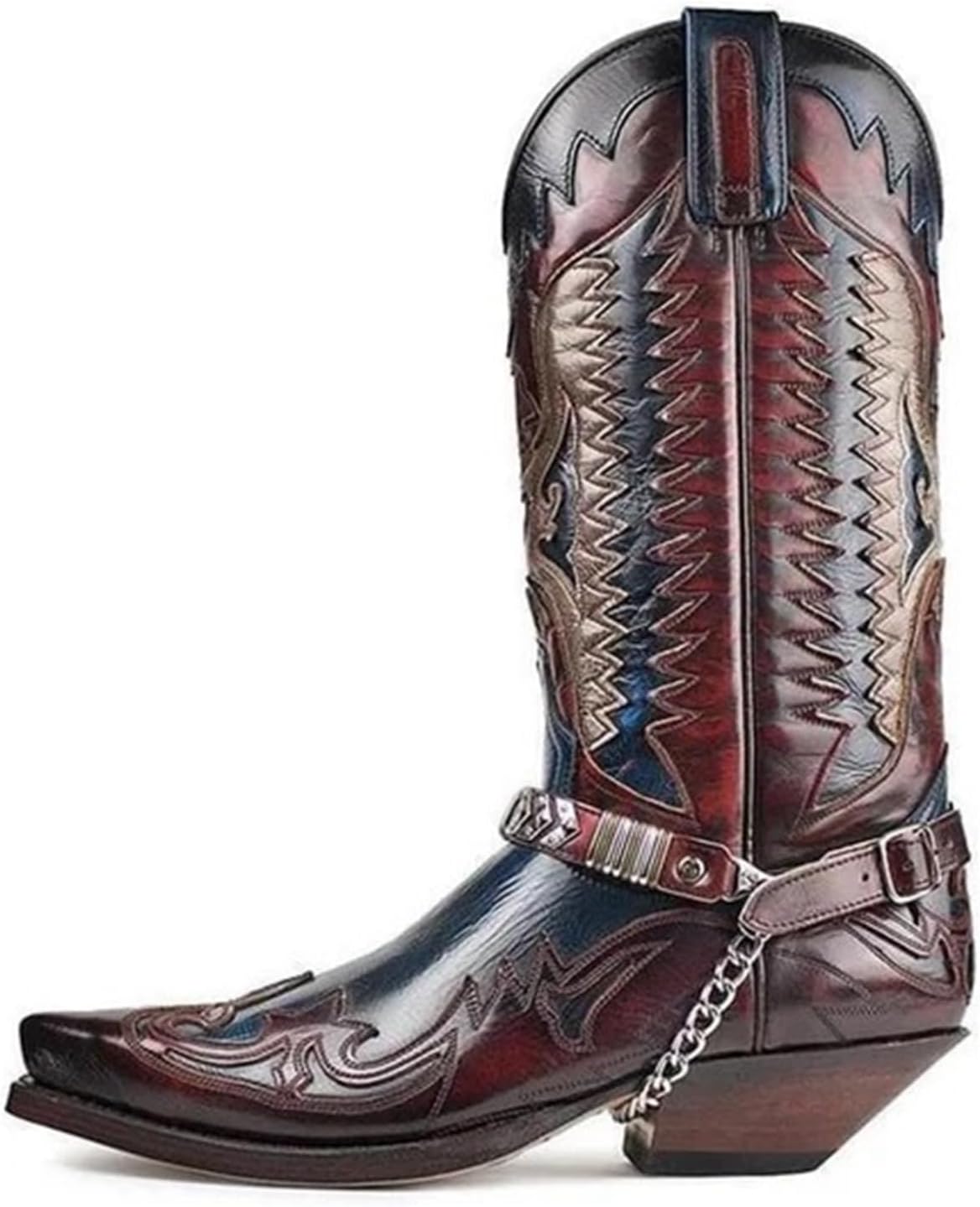 ロングブーツ ジョッキーブーツ メンズ 29.0cm 騎士ブーツ 乗馬靴 ポインテッドトゥ 刺繍 ウエスタンブ..