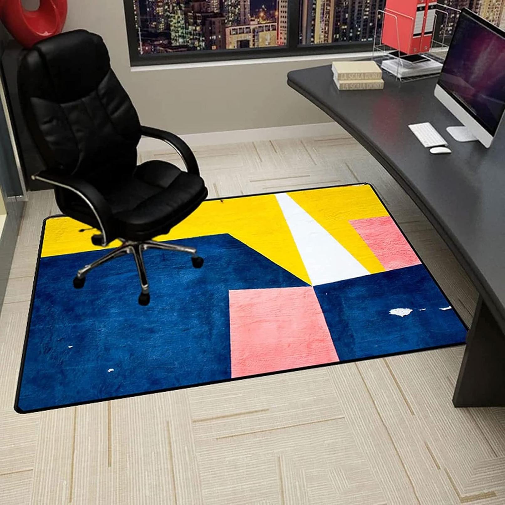 チェアマット オフィスゲーミング下敷きフロアノンスリップ保護チェアマット ローリングチェア用フロアプロテクター ホームオフィスチェアパッドデスクチェアマット用 おしゃれ ラグ 洗える お手入れ簡単 吸