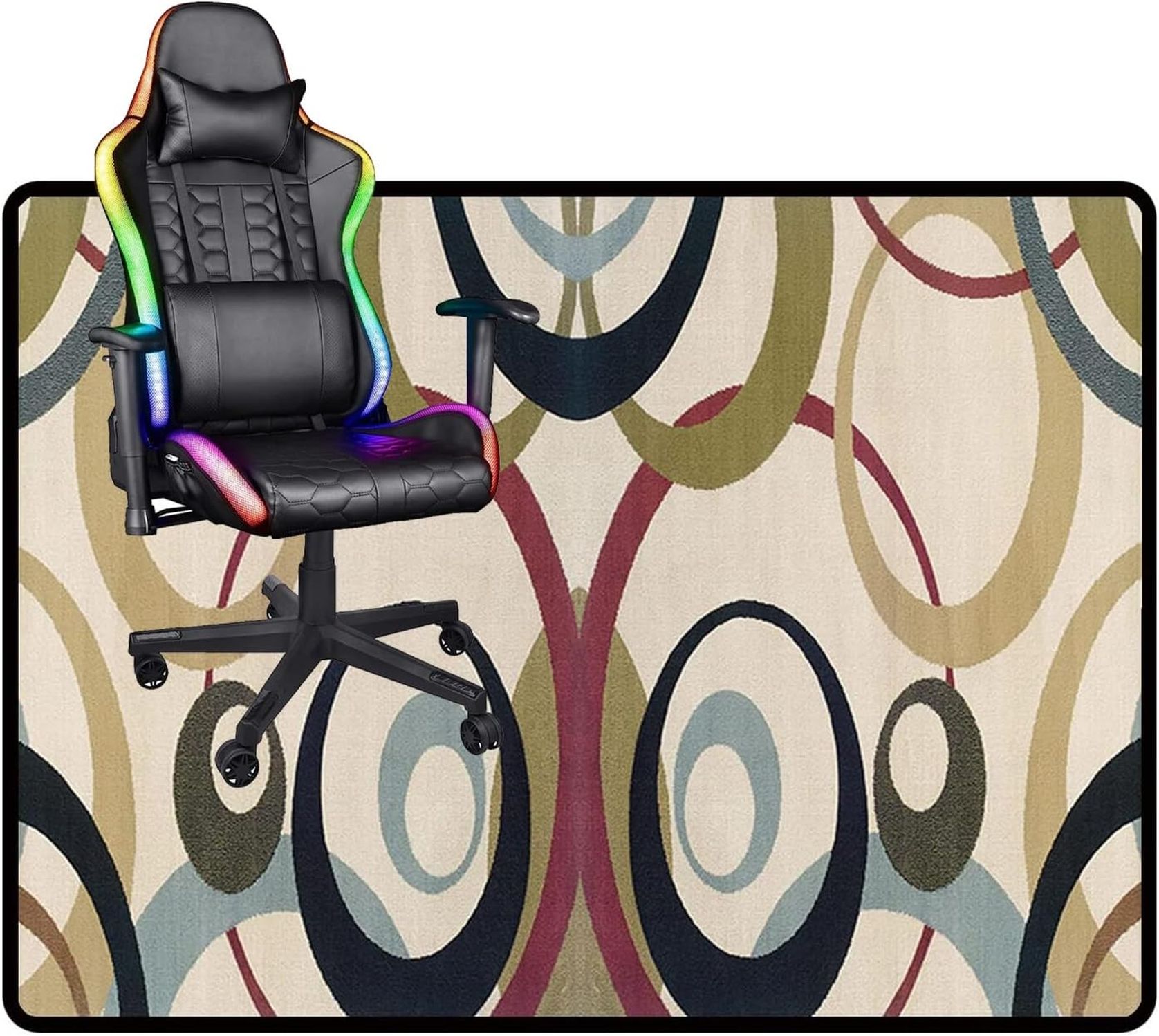 チェアマット カーペットフロア用オフィスゲーミングチェアカーペットプロテクターデスクフロアプロテクターマット Whit 滑り止めボトム ホームゲームルームチェアマット用 おしゃれ ラグ 洗える お手入