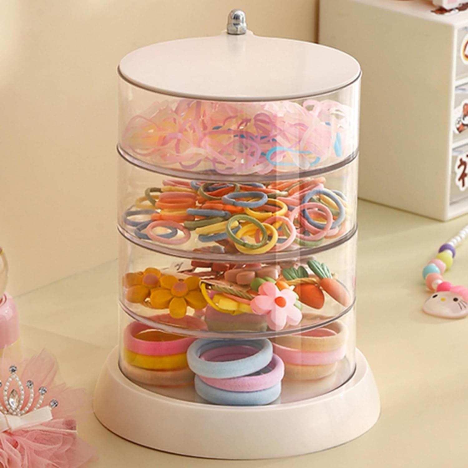 収納ボックス 3層 透明 360度回転可能 円筒型 大容量 卓上収納ケース 多用ケース ジュエリーボックス ..
