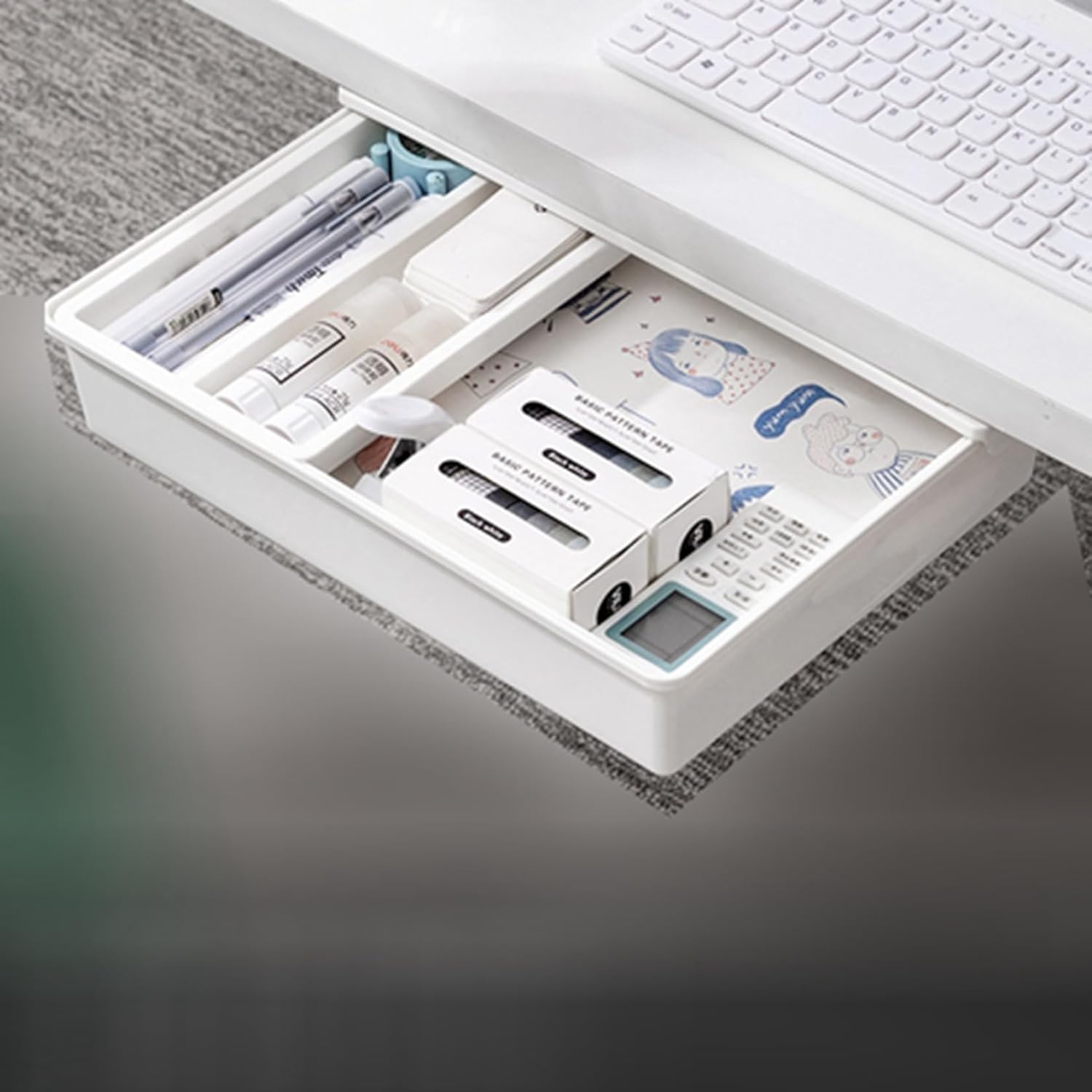 収納ボックス 引き出し隠し 小物入れ 収納整理 デスク下 取り付け 鉛筆トレイ 収納 トレー 小物整理 引..