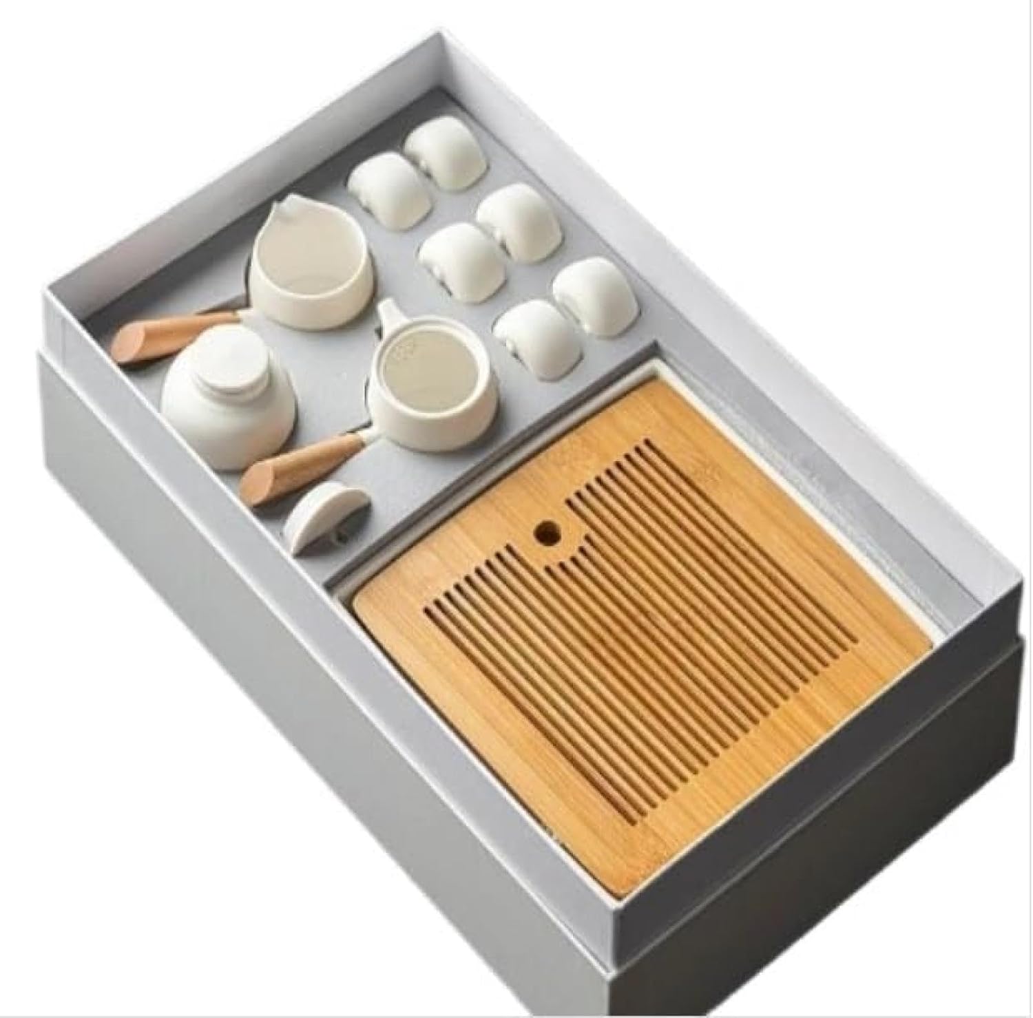 中国茶器 ティーセット 台湾茶器セット 急須セット 茶器 湯呑み 茶入 茶托 白い片手鍋 陶瓷茶具 功夫茶..