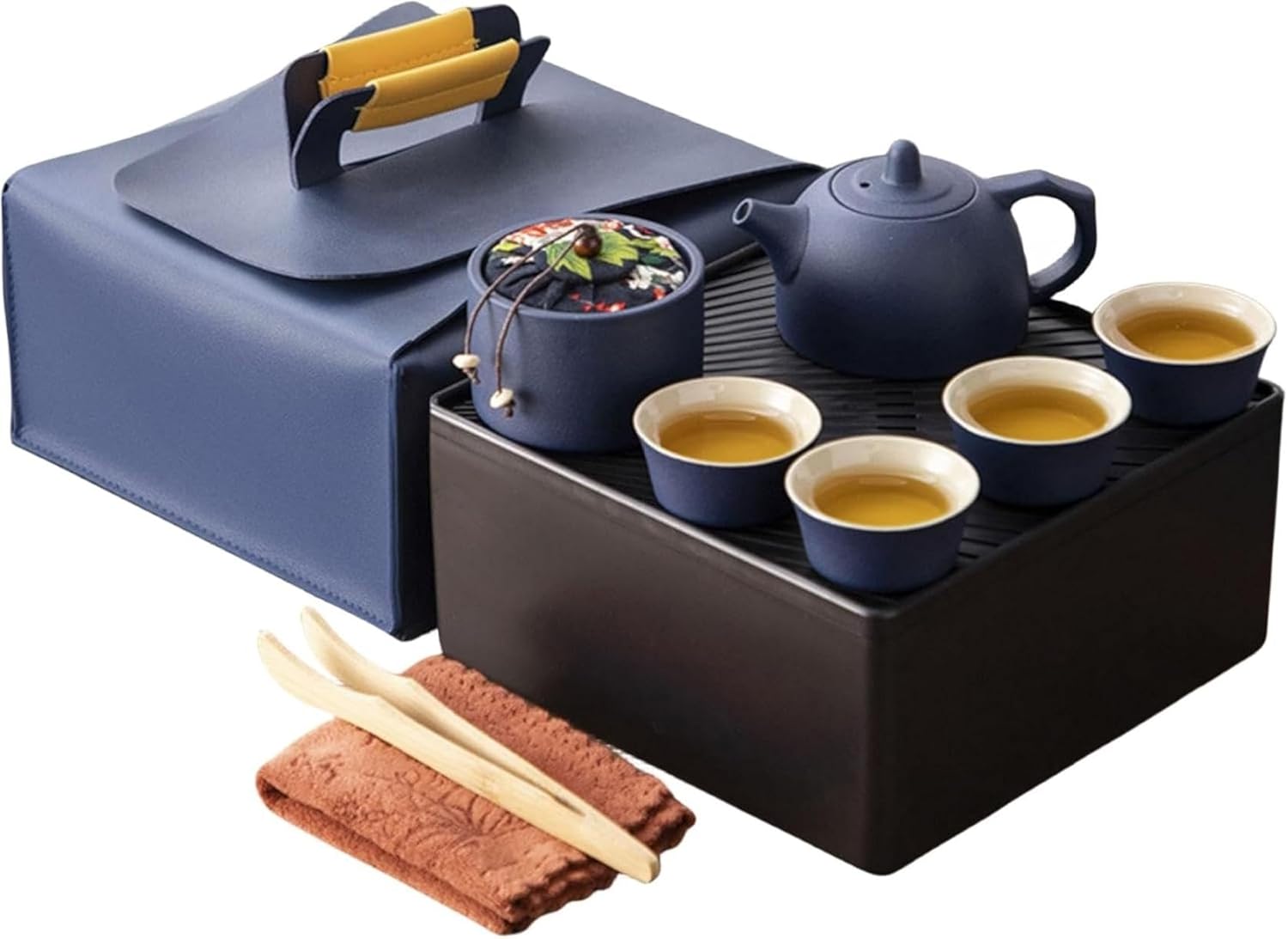 ティーセット 茶器セット 茶托付き 収納バッグ付 急須 茶筒 湯呑みセット 煎茶器セット 番茶器セット ..