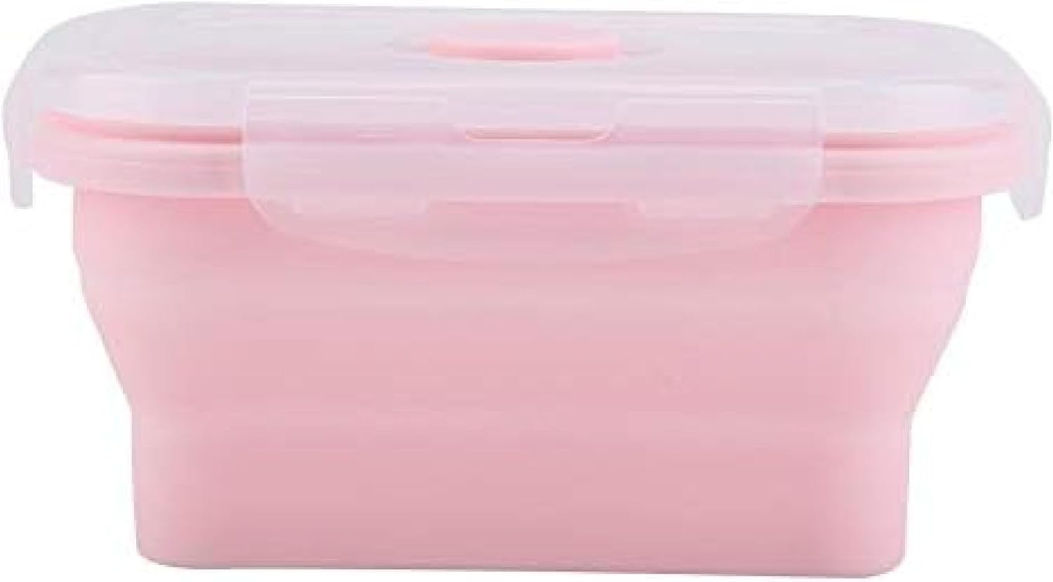 多機能電子レンジシリコンコンテナ お弁当弁当箱 キャンプ用冷蔵庫用折りたたみ式 電子レンジ 食器洗い機ピクニック(Pink 500ML)(3)