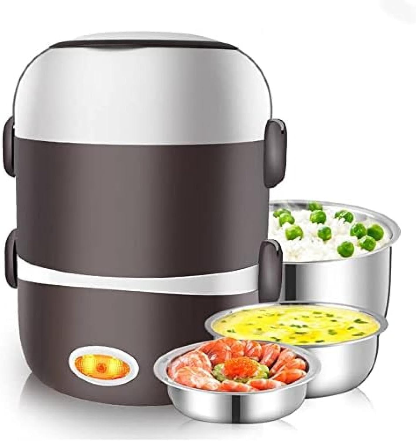 電気弁当箱三層ステンレス鋼加熱ライスオフィスワーカープラグイン電気加熱断熱弁当箱