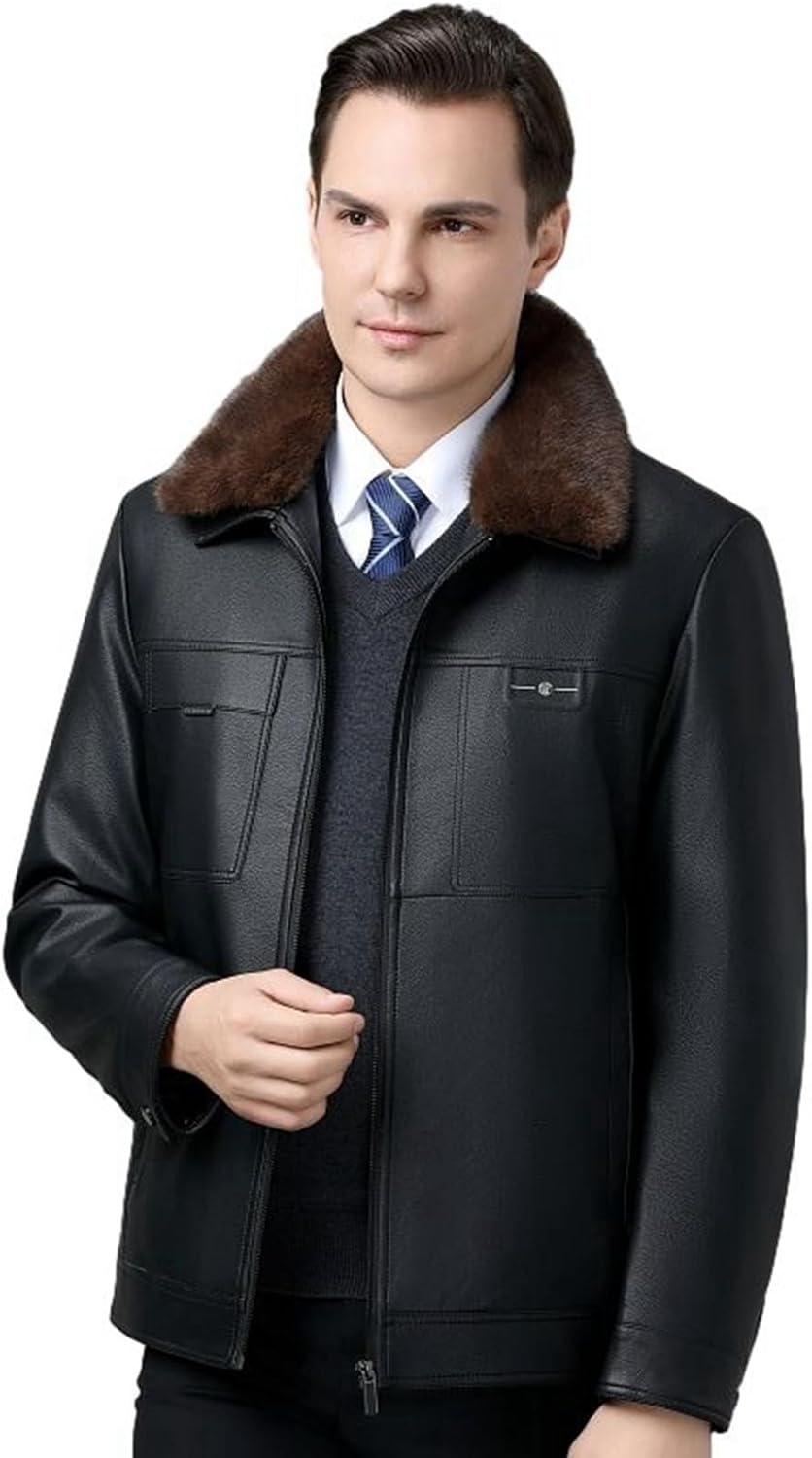 メンズレザージャケットお父さん羊革...