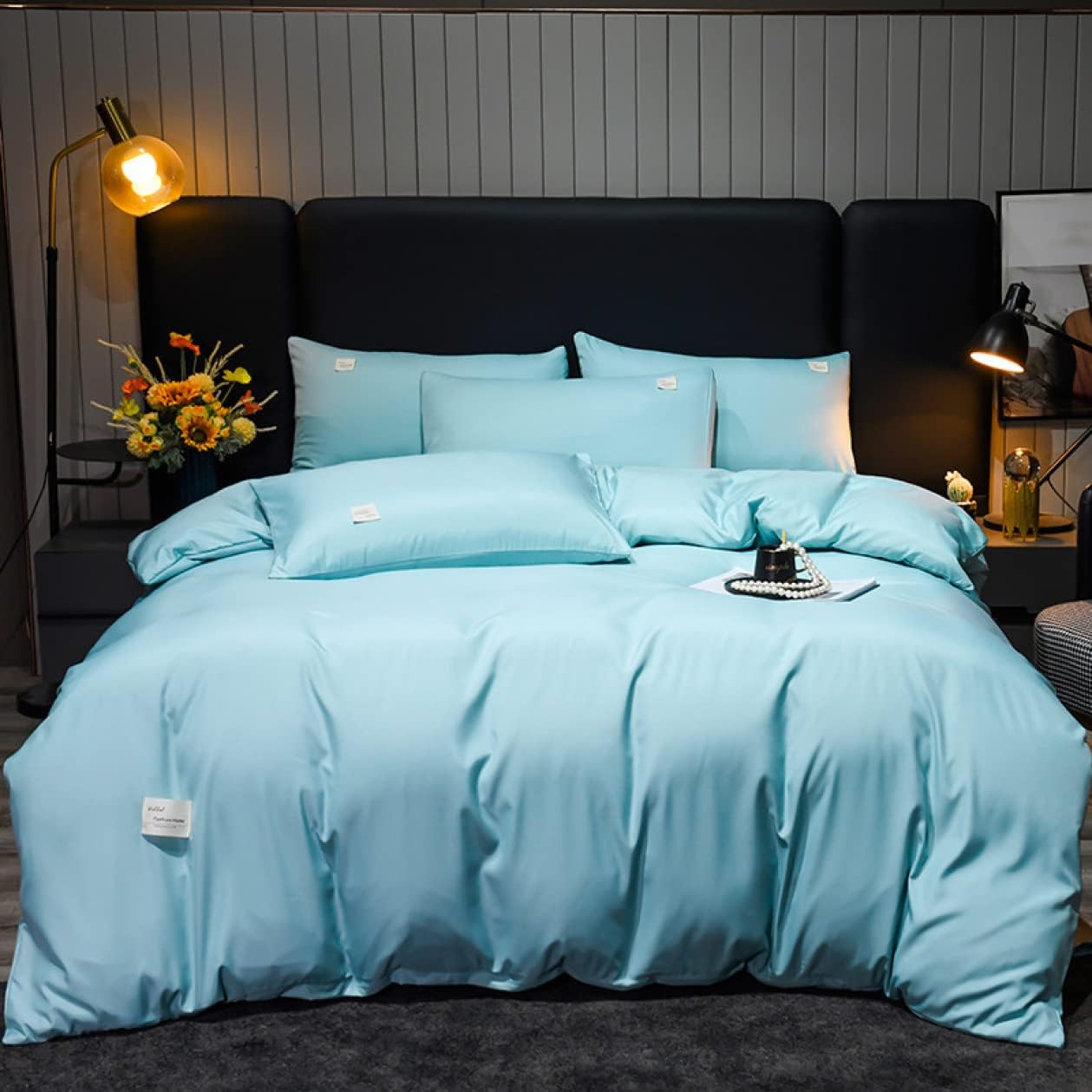 布団カバー シルク風 色6 セミダブル/ダブル/クイーン ベッドカバー4点セット 3点セット 無地 レーヨン 四季通用 柔らかい 寝具セット ボックスシーツ/フラットシーツ 上品 通気性 防ダニ 洗濯