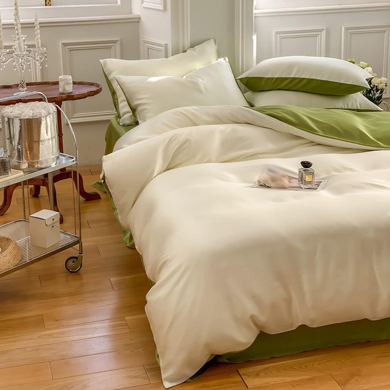 寝具カバー 4点セット 涼感 色5 布団カバーセット 寝具カバー セミダブル 掛け布団カバー ダブル 模造シルク ベッド用品 肌触り良い 敷き布団カバー 枕カバー シルク感 フラットシーツ 姫系 可愛