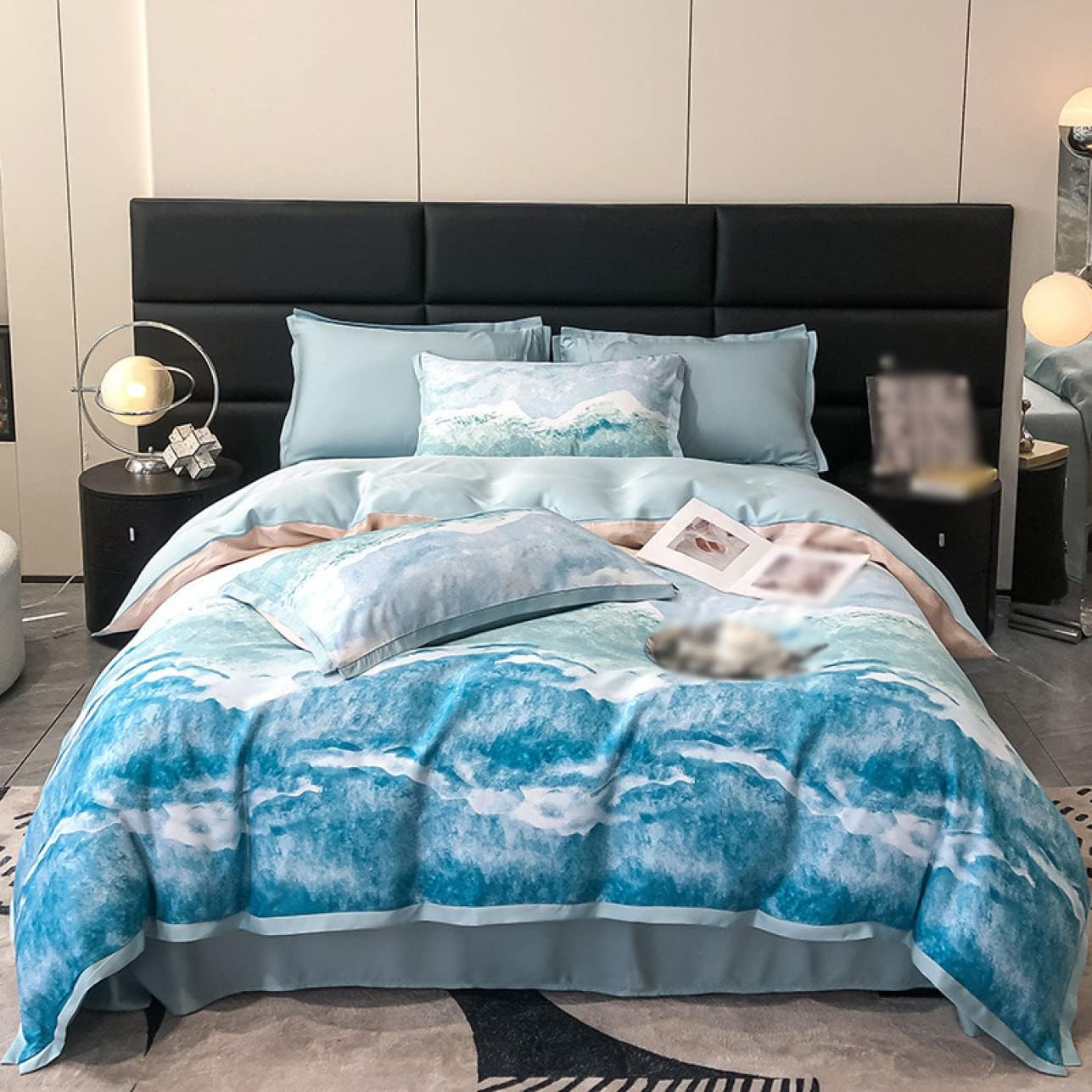 布団カバーセット シーツセット ダブル クイーン 4点セット 3点セット シングル 色6 花柄 B フラワー 活性プリント 高級 夏は涼しく冬は暖か シルクの様に優雅 レーヨン素材 北欧 光沢 艶あり