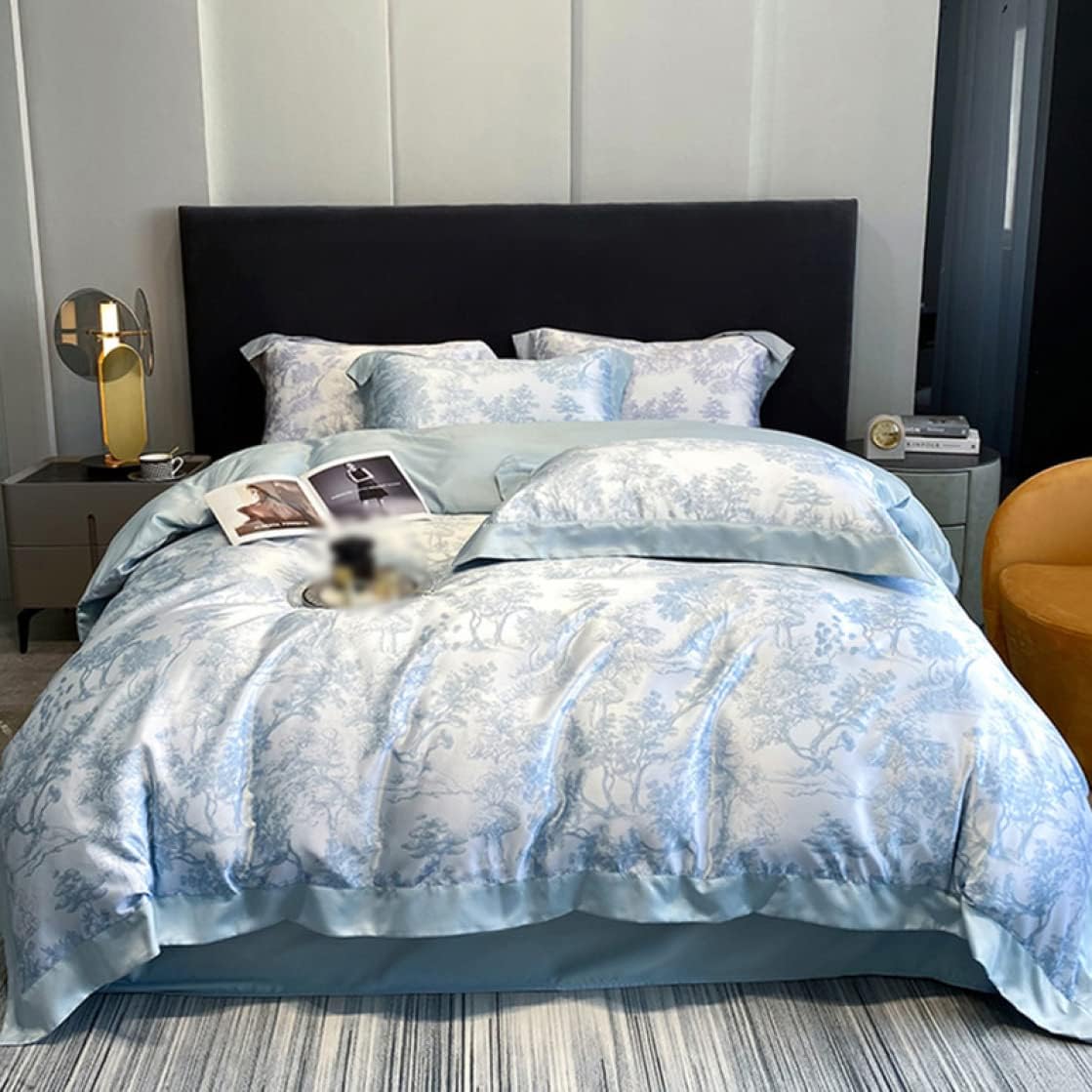 布団カバーセット 4点セット 3点セット 寝具カバー レーヨン素材 ツルツル シルクみたい艶と肌触り感 継ぎ目なし 枕カバー 掛け布団カバー ボックスシーツ 1.8mA 通気 優しい肌触り 防ダニ 抗