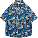ビーチシャツ メンズ ハワイシャツ アロハシャツ 夏服 植物柄 ハワイアン 折り襟 五分袖 モンステラ 速乾吸汗 通気 薄い 軽量 カジュアルシャツ プリント ...