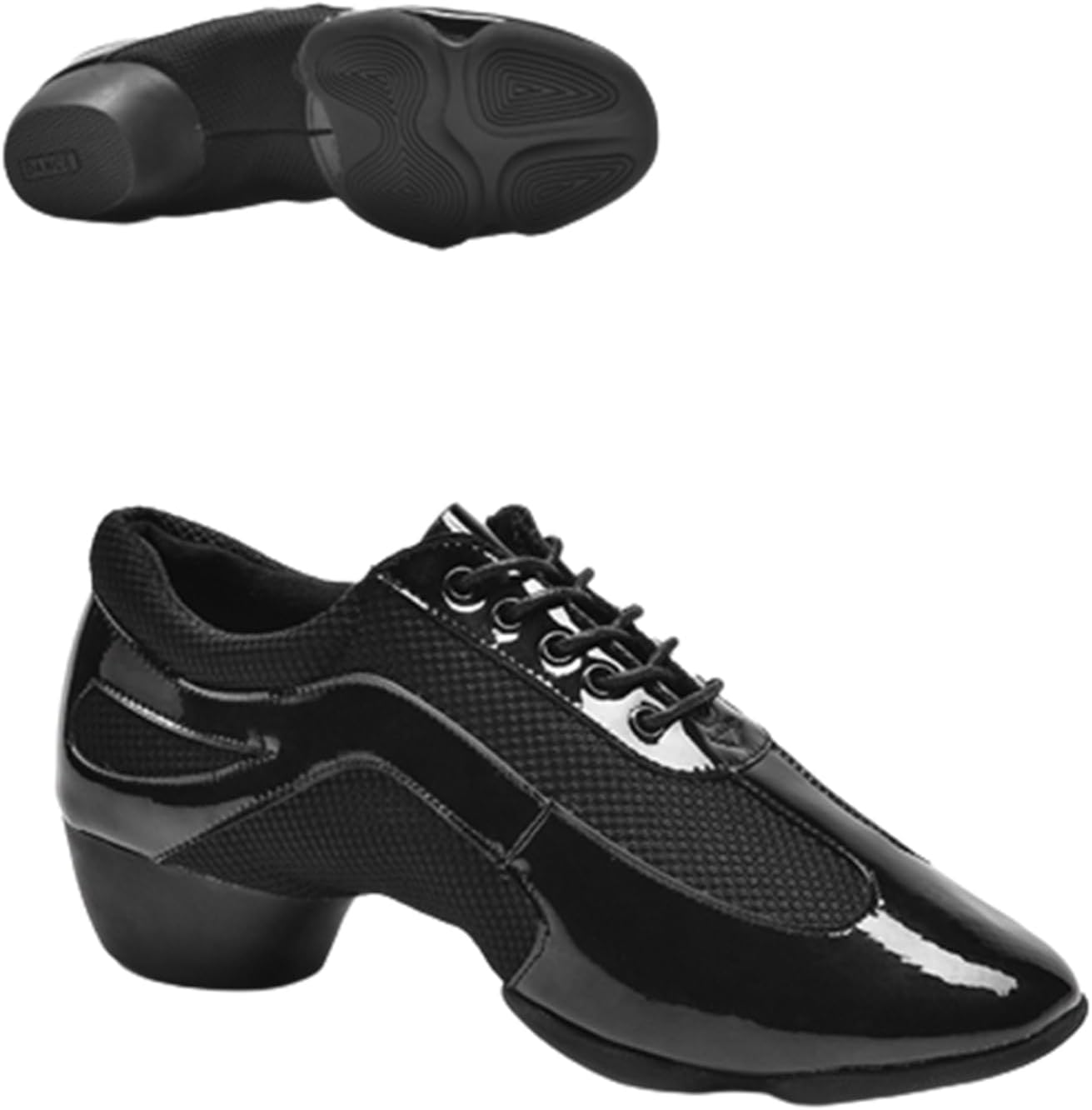 メンズ ダンスシューズ 社交ダンスシューズ 紐付き メッシュ パッチワーク エナメル ラテンシューズ 無..