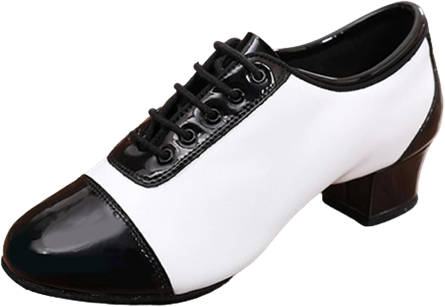 メンズ ダンスシューズ パッチワーク 本革素材 ヒール3.5cm 社交ダンスシューズ レースアップ 牛革 レ..