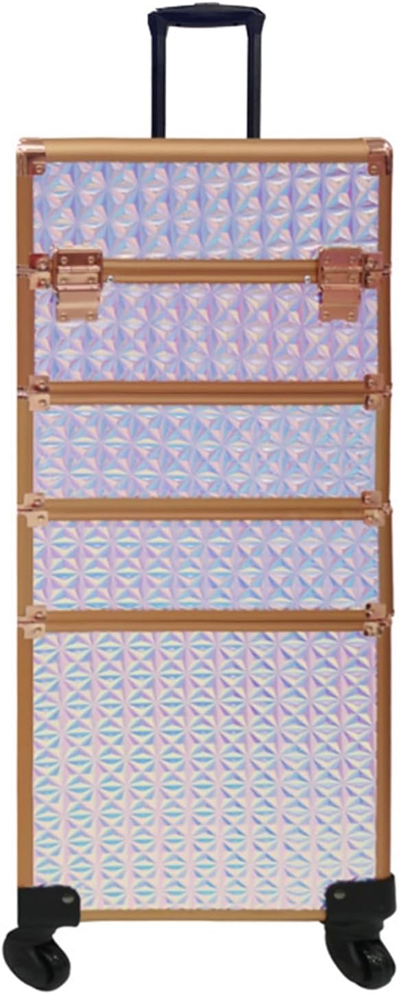 キャリーバッグ 4層 化粧ボックス キャスター付き メイクボックス プロ 大容量 ハンドル付き 薬箱 グラデーション メイク ヘアメイク 使用便利 ローリングトレインケース 出張 旅行用 ファッション